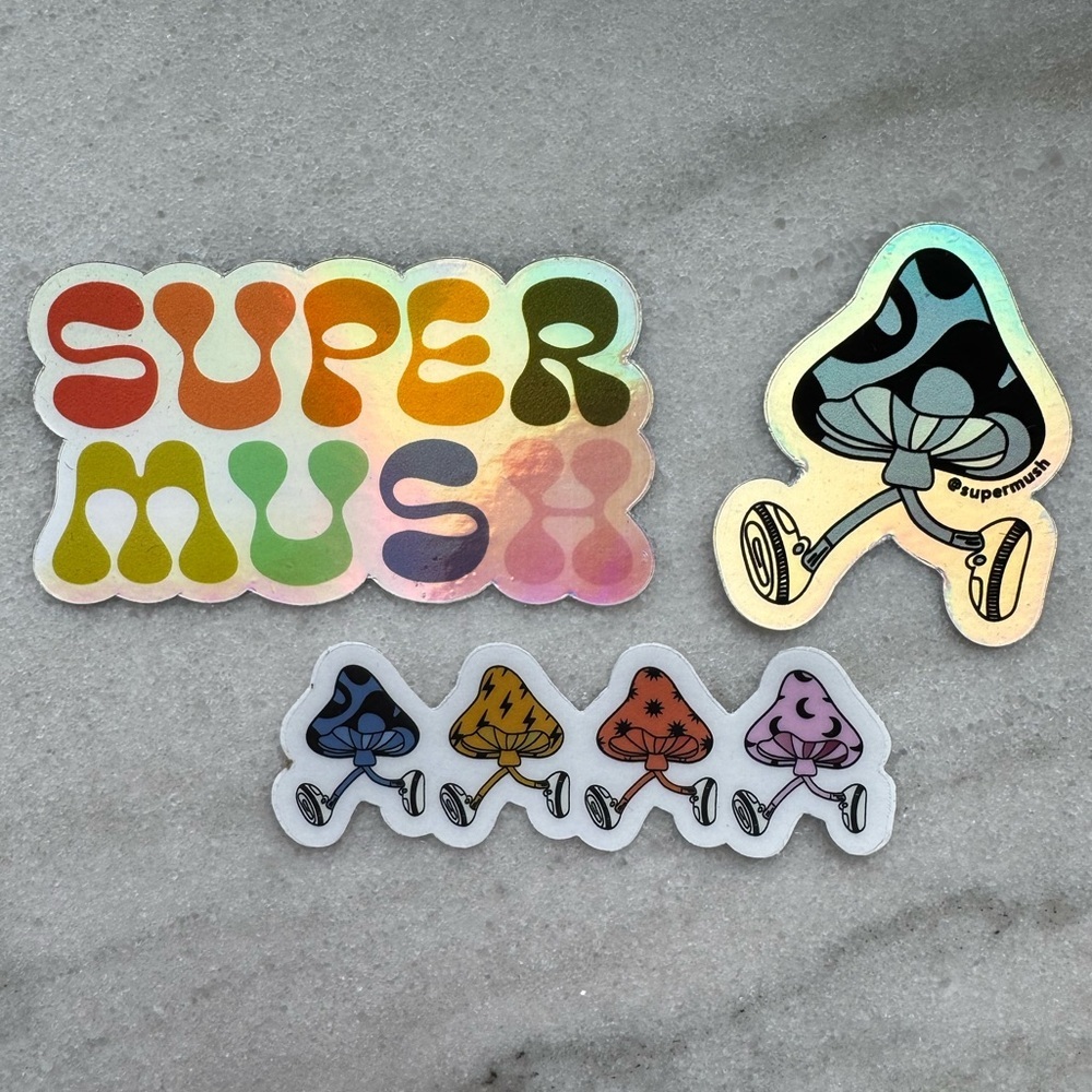 NWT Super Mush Iridescent Mushroom Stickers 🍄
